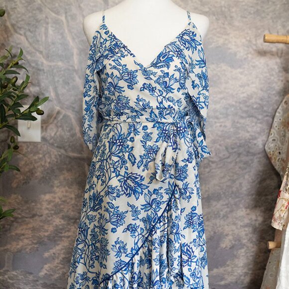 Prose & Poetry Keira Dress Blue Floral Dress Sz XS New NWOT $525 - Picture 1 of 7